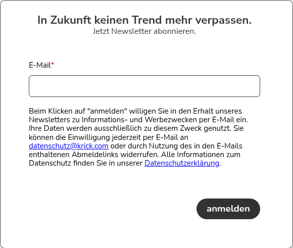 In Zukunft keinen Trend mehr verpassen. Jetzt Newsletter abonnieren.