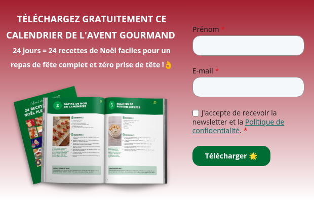   TÉLÉCHARGEZ GRATUITEMENT CE CALENDRIER DE L'AVENT GOURMAND  24 jours = 24 recettes de Noël faciles pour un repas de fête complet et zéro prise de tête !��  
