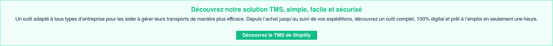 Découvrez notre solution TMS, simple, facile et sécurisé Un outil adapté à tous  types d’entreprise pour les aider à gérer leurs transports de manière plus  efficace. Depuis l’achat jusqu’au suivi de vos expéditions, découvrez un outil  complet, 100% digital et prêt à l’emploi en seulement une heure. Découvrez le  TMS de Shiptify