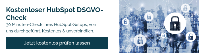 Kostenloser HubSpot DSGVO-Check 30 Minuten-Check Ihres HubSpot-Setups, von uns durchgeführt. Kostenlos & unverbindlich.