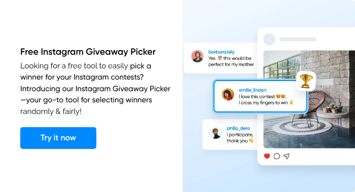 Free Instagram Giveaway Picker Looking for a free tool to easily pick a winner for your Instagram contests? Introducing our Instagram Giveaway Picker—your go-to tool for selecting winners randomly & fairly!{{ include_custom_fonts({"Gilroy":["Audacieux","Moyen","Semi-gras"]}) }}
