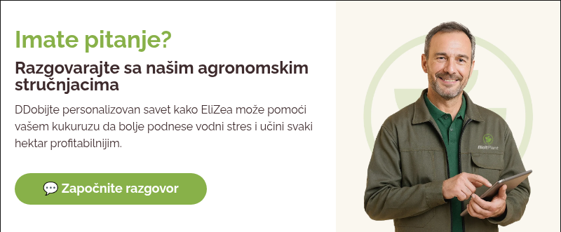 Imate pitanje? Razgovarajte sa na&scaron;im agronomskim stručnjacima DDobijte personalizovan savet kako EliZea može pomoći va&scaron;em kukuruzu da bolje podnese vodni stres i učini svaki hektar profitabilnijim.