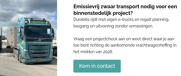 Elektrische vrachtwagen met bouwmateriaal