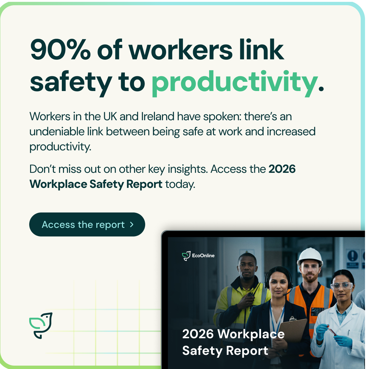 Square banner leading to the workplace safety report - UK and Ireland edition