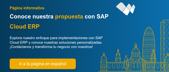 Página informativa Conoce nuestra propuesta con SAP Cloud ERP    Explora nuestro enfoque para implementaciones con SAP Cloud ERP y conoce nuestras soluciones personalizadas. ¡Contáctanos y transforma tu negocio con nosotros!    
