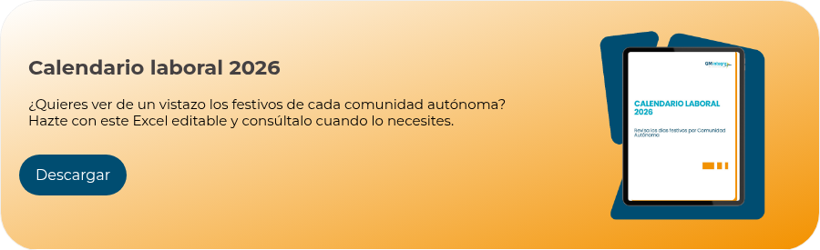 Calendario laboral 2026   ¿Quieres ver de un vistazo los festivos de cada comunidad autónoma? Hazte con este Excel editable y consúltalo cuando lo necesites.  