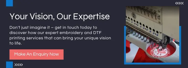 Make an enquiry about custom embroidered clothing or DTF printing services with Mantex Clothing