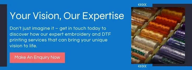 Make an enquiry about custom embroidered clothing or DTF printing services with Mantex Clothing