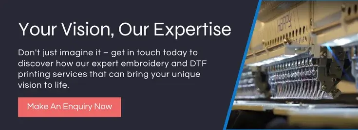 Make an enquiry about custom embroidered clothing or DTF printing services with Mantex Clothing