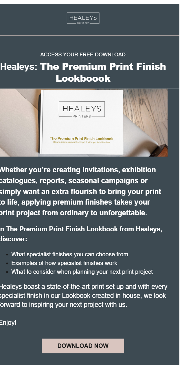 premium print finish lookbook