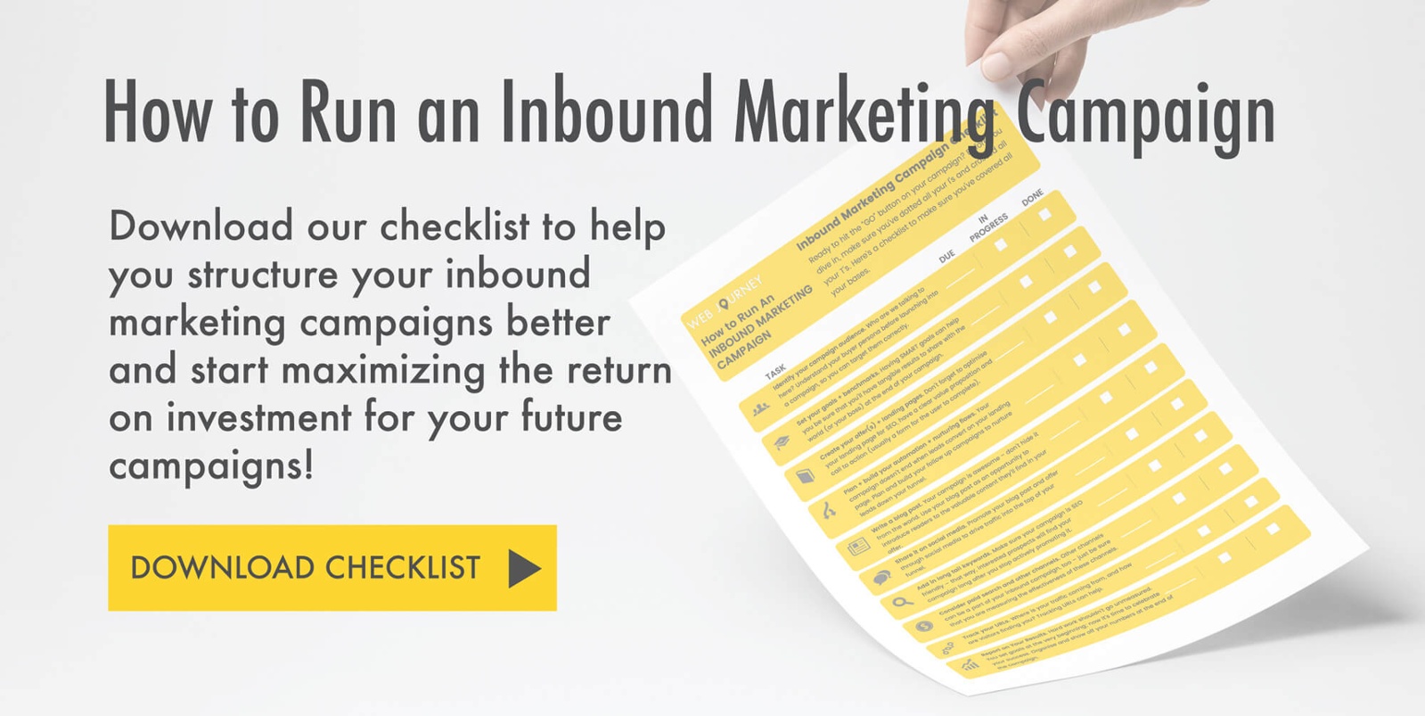 Checklist for Running Inbound Marketing Campaigns showing steps involved
