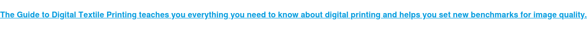 Learn how digital textile printing can help you set new benchmarks for image quality and fast deliveries in the Digital Printing Guide