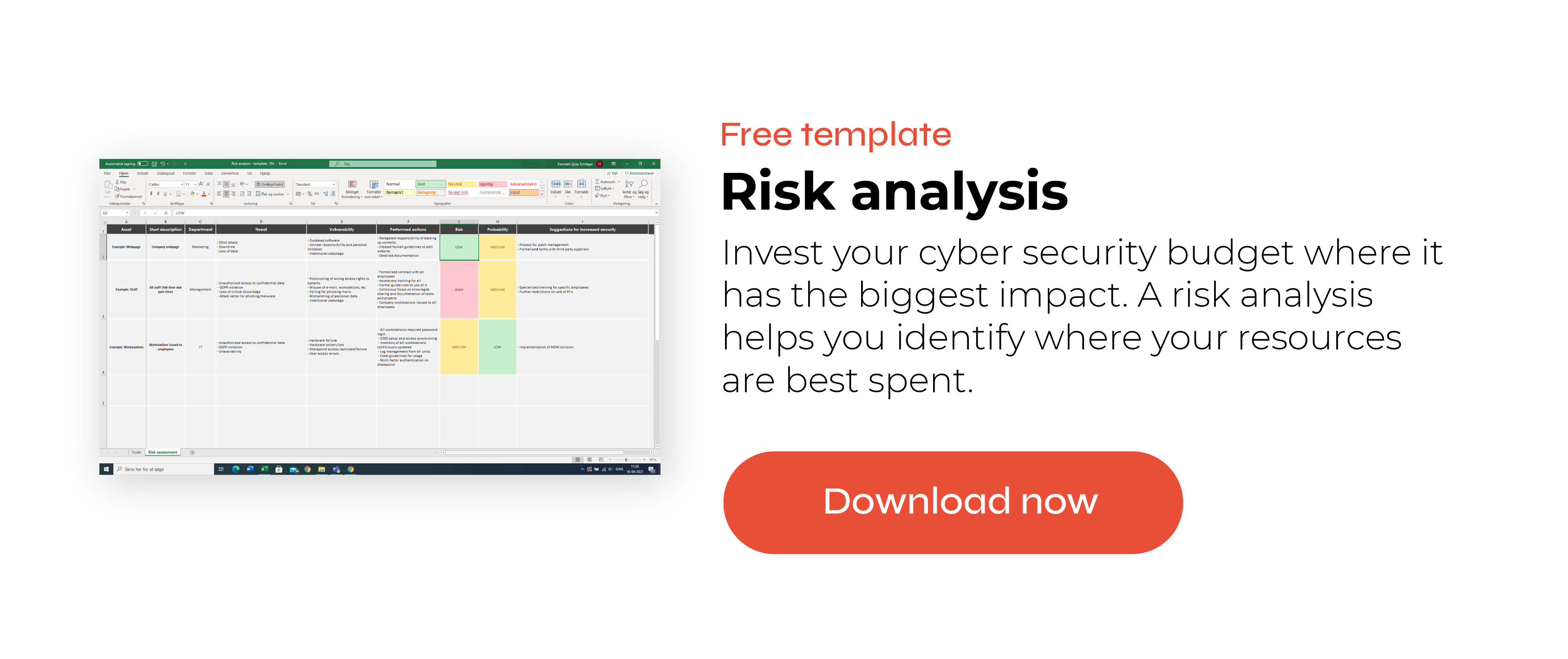 Picture of the risk analysis template