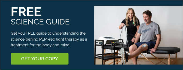 FREE SCIENCE GUIDE   Get you FREE guide to understanding the science behind PEM-red light therapy as a treatment for the body and mind.  