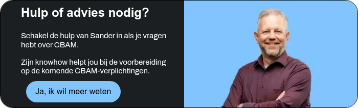 Hulp of advies nodig?   Schakel de hulp van Sander in als je vragen hebt over CBAM.   Zijn knowhow helpt jou bij de voorbereiding op de komende CBAM-verplichtingen.
