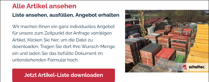Alle Artikel ansehen Liste ansehen, ausfüllen, Angebot erhalten &nbsp; Wir machen Ihnen ein ganz individuelles Angebot für unsere zum Zeitpunkt der Anfrage vorrätigen Artikel. Klicken Sie hier, um die Datei zu downloaden. Tragen Sie dort Ihre Wunsch-Menge ein und laden Sie das befüllte Dokument im untenstehenden Formular hoch. &nbsp;