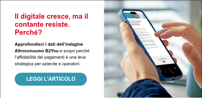 Il digitale cresce, ma il contante resiste. Perché? &nbsp; Approfondisci i dati dell’indagine Altroconsumo B2You e scopri perché l’affidabilità dei pagamenti è una leva strategica per aziende e operatori.