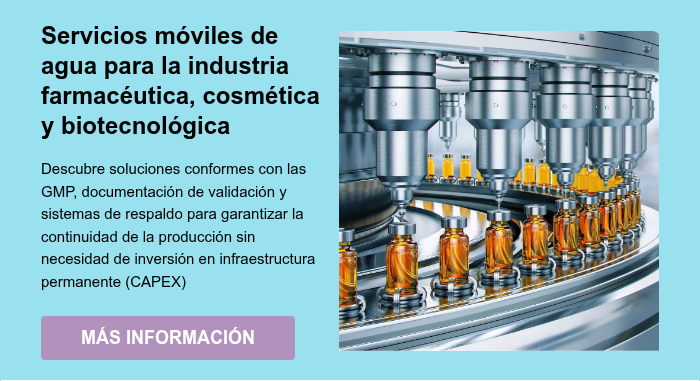 Servicios móviles de agua para la industria farmacéutica, cosmética y biotecnológica &nbsp; Descubre soluciones conformes con las GMP, documentación de validación y sistemas de respaldo para garantizar la continuidad de la producción sin necesidad de inversión en infraestructura permanente (CAPEX) &nbsp;