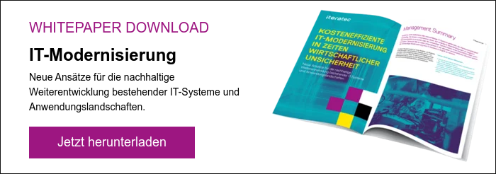 WHITEPAPER DOWNLOAD IT-Modernisierung Neue Ansätze für die nachhaltige Weiterentwicklung bestehender IT-Systeme und Anwendungslandschaften.  