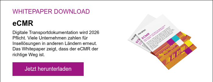WHITEPAPER DOWNLOAD eCMR Digitale Transportdokumentation wird 2026 Pflicht. Viele Unternehmen zahlen für Insellösungen in anderen Ländern erneut. Das Whitepaper zeigt, dass der eCMR der richtige Weg ist. &nbsp;