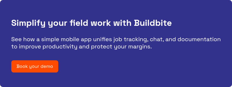 Simplify your field work with Buildbite See how a simple mobile app unifies job tracking, chat, and documentation to improve productivity and protect your margins.