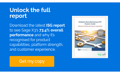 Unlock the full report &nbsp; Download the latest ISG report to see Sage X3’s 73.4% overall performance and why it’s recognised for product capabilities, platform strength, and customer experience. &nbsp;