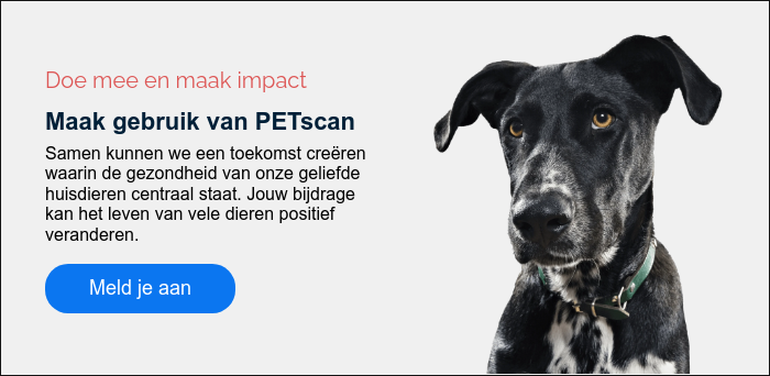 Doe mee en maak impact Maak gebruik van PETscan Samen kunnen we een toekomst creëren waarin de gezondheid van onze geliefde huisdieren centraal staat. Jouw bijdrage kan het leven van vele dieren positief veranderen.  