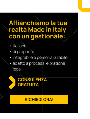 Banner consulenza gratuita: gestionale italiano per aziende Made in Italy, richiedi ora
