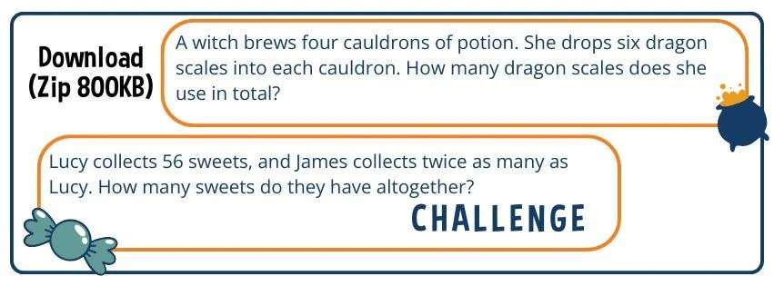 Download button for Sumdog's Halloween maths riddles worksheet pack