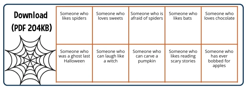 Download button for Sumdog's Halloween Bingo worksheet pack