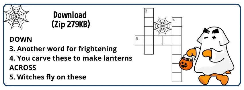 Download button for Sumdog's Halloween crossword worksheet pack