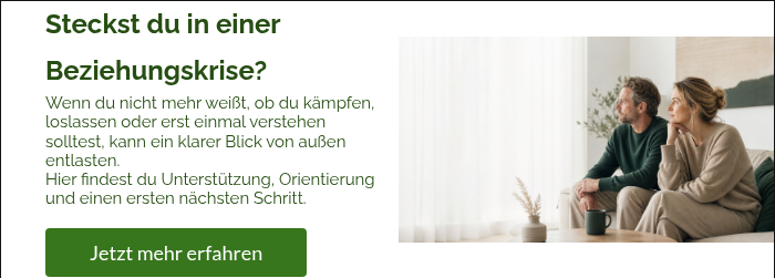 Steckst du in einer Beziehungskrise? Wenn du nicht mehr weißt, ob du kämpfen, loslassen oder erst einmal verstehen solltest, kann ein klarer Blick von außen entlasten. Hier findest du Unterstützung, Orientierung und einen ersten nächsten Schritt. &nbsp;