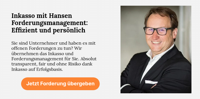 Inkasso mit Hansen Forderungsmanagement: Effizient und persönlich &nbsp; Sie sind Unternehmer und haben es mit offenen Forderungen zu tun? Wir übernehmen das Inkasso und Forderungsmanagement für Sie. Absolut transparent, fair und ohne Risiko dank Inkasso auf Erfolgsbasis.