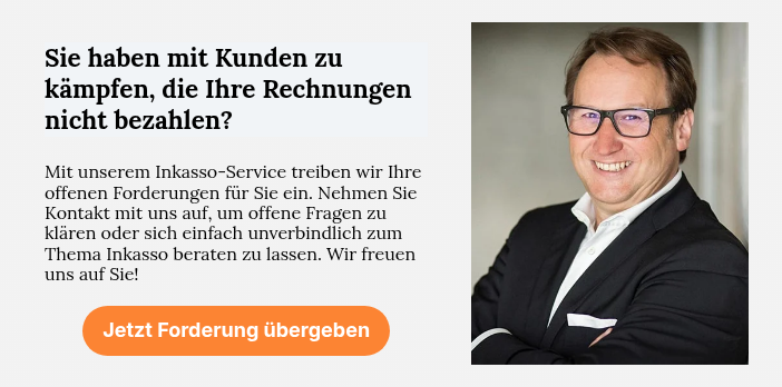 Sie haben mit Kunden zu kämpfen, die Ihre Rechnungen nicht bezahlen? &nbsp; Mit unserem Inkasso-Service treiben wir Ihre offenen Forderungen für Sie ein. Nehmen Sie Kontakt mit uns auf, um offene Fragen zu klären oder sich einfach unverbindlich zum Thema Inkasso beraten zu lassen. Wir freuen uns auf Sie!