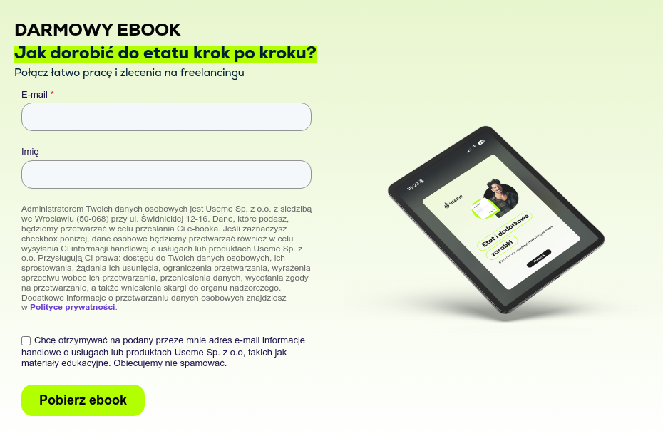 DARMOWY EBOOK Jak dorobić do etatu krok po kroku? Połącz łatwo pracę i zlecenia na freelancingu{{ include_custom_fonts({"Nexa":["Bardzo pogrubiona","Bardzo pogrubiona pochylona","Pogrubienie","Regularne"]}) }}