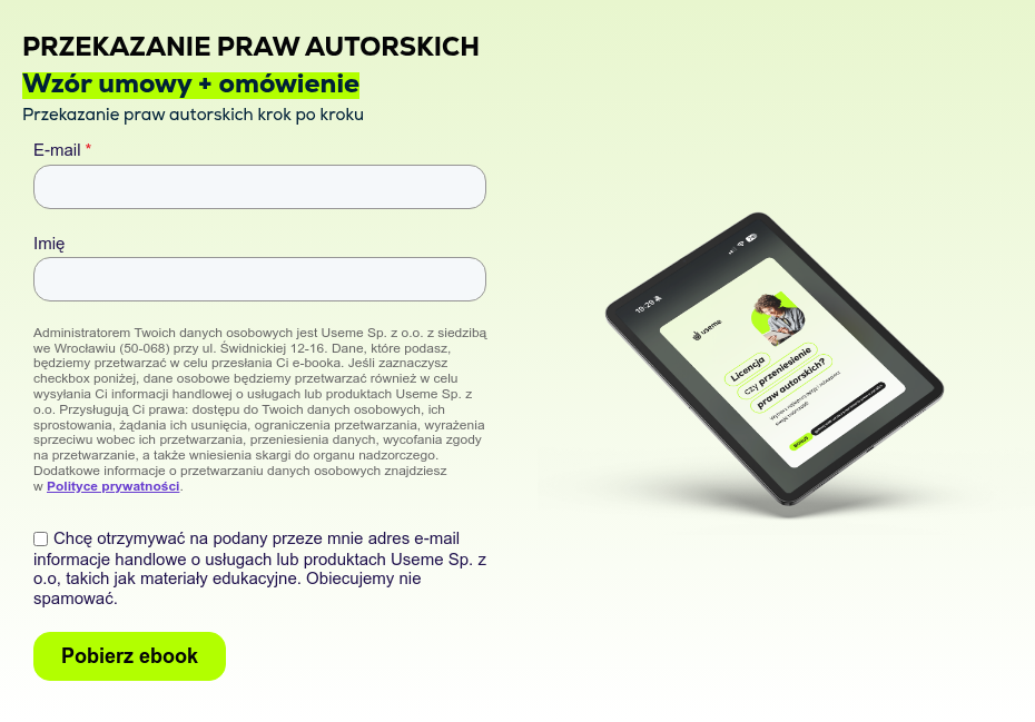 PRZEKAZANIE PRAW AUTORSKICH Wzór umowy + omówienie Przekazanie praw autorskich krok po kroku{{ include_custom_fonts({"Nexa":["Bardzo pogrubiona","Bardzo pogrubiona pochylona","Pogrubienie","Regularne"]}) }}