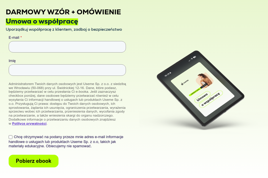 DARMOWY WZÓR + OMÓWIENIE Umowa o współpracę Uporządkuj współpracę z klientem, zadbaj o bezpieczeństwo{{ include_custom_fonts({"Nexa":["Bardzo pogrubiona","Bardzo pogrubiona pochylona","Pogrubienie","Regularne"]}) }}