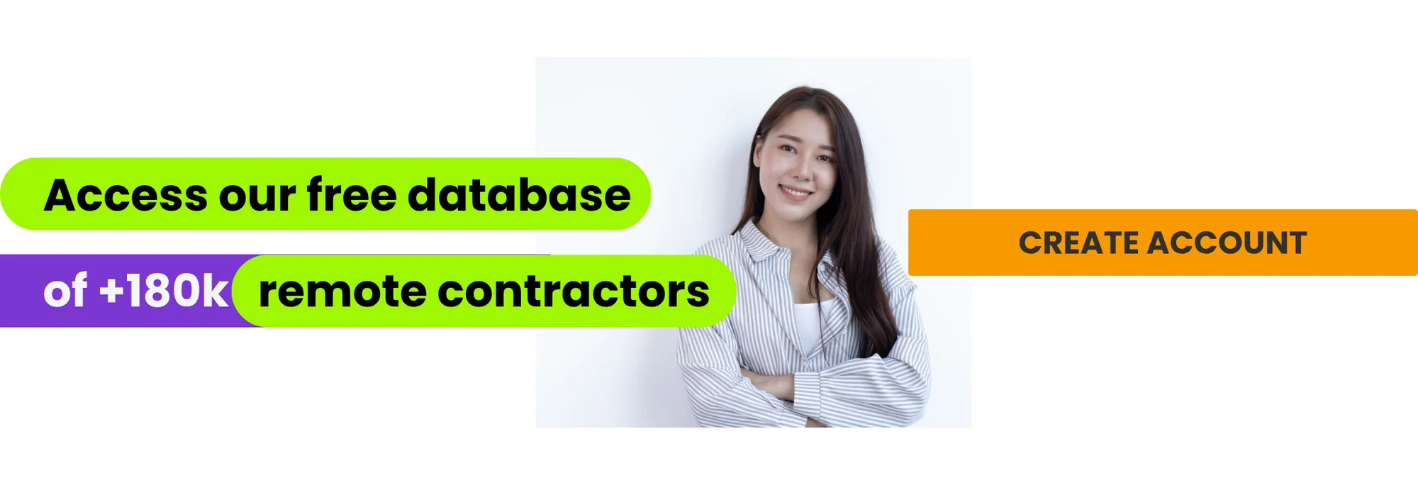 Banner: Access our free database of +180k remote contractors. Create account.