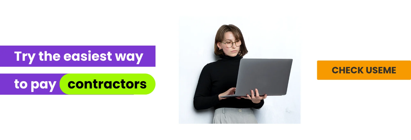 Banner: Try the easiest way to pay contractors. Check Useme