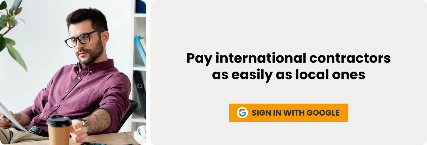 Pay international contractors as easily as local ones. Sign in with Google.