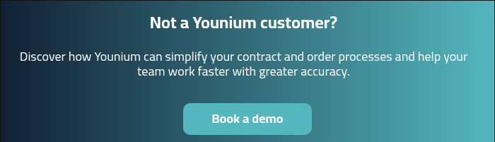 Not a Younium customer? &nbsp; Discover how Younium can simplify your contract and order processes and help your team work faster with greater accuracy. &nbsp; &nbsp;