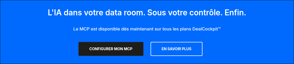 L'IA dans votre data room. Sous votre contrôle. Enfin.