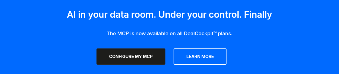 AI in your data room. Under your control. Finally