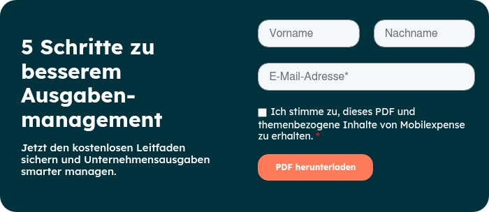 5 Schritte zu besserem Ausgaben-management   Jetzt den kostenlosen Leitfaden sichern und Unternehmensausgaben smarter managen.