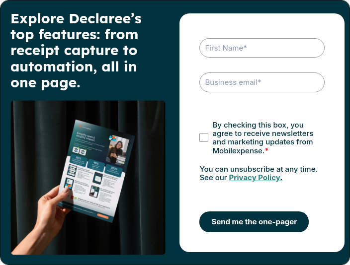 Explore Declaree’s top features: from receipt capture to automation, all in one page.
