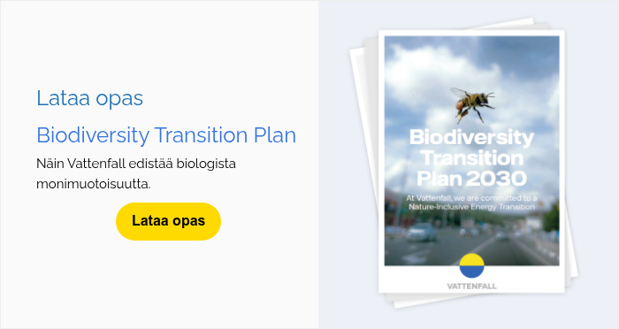 Lataa opas Biodiversity Transition Plan Näin Vattenfall edistää biologista monimuotoisuutta.