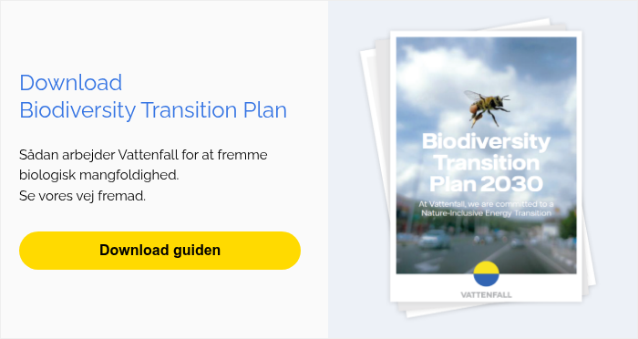 Download Biodiversity Transition Plan Sådan arbejder Vattenfall for at fremme biologisk mangfoldighed. Se vores vej fremad. &nbsp;