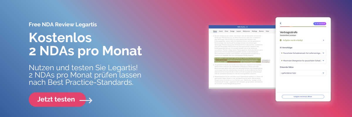 Kostenlos NDAs prüfen mit der Legartis KI.