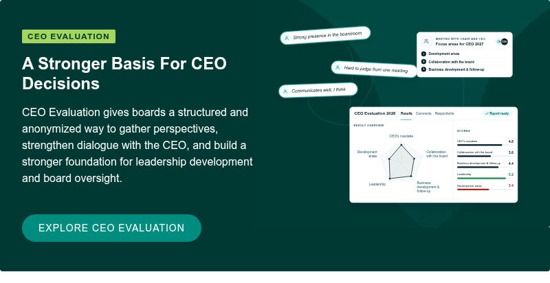 CEO Evaluation A Stronger Basis For CEO Decisions CEO Evaluation gives boards a structured and anonymized way to gather perspectives, strengthen dialogue with the CEO, and build a stronger foundation for leadership development and board oversight. Explore CEO Evaluation &nbsp;