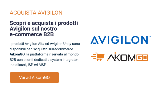 ACQUISTA AVIGILON &nbsp; Scopri e acquista i prodotti Avigilon sul nostro e-commerce B2B &nbsp; I prodotti Avigilon sono disponibili per l'acquisto sull'ecommerce AikomGO, la piattaforma riservata&nbsp;al mondo B2B con sconti dedicati a system integrator, installatori, ISP ed MSP.